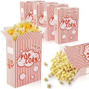 200 Packs Popcorn Boxes 1.25 Oz Paper Popcorn Containers Boxes Red and White Striped Close-Top Cardboard Pop Corn Boxes Individual Servings for Christmas