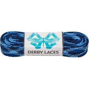 Derby Laces Blue Camouflage Waxed Skate Lace for Roller Derby, Hockey Skates, and Boots