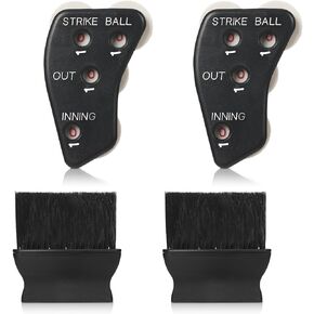 2 Pack Baseball Umpire Indicator with Umpire Brush Black 4 Wheel Baseball Call Order Indicator Umpire Counter Clicker Outs Innings Balls and Strike Clicker for Softball Referee Equipment