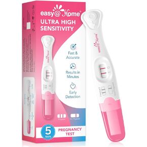 Easy@Home Pregnancy Test Sticks: Early Detection with Ultra High Sensitivity - Easy to Use at Home Rapid Result - Pregnancy Tests with Curved Handle | 5 Pack