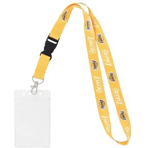 Desert Cactus LA Lakers Lanyard ID Badge Holder NBA Car Keys Keychain Snap Buckle National Basketball Association Los Angeles (Design 1 with Pouch)