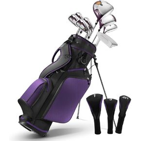 Golf Clubs Womens Golf Clubs Golf Club Set with Head Cover Stand Bag includes #1 Driver & #3 Fairway Wood & #4 Hybrid & #6/#7/#8/#9/#P Irons