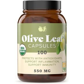 Complete Natural Products Organic Olive Leaf Capsules - 550mg, 100 Count, 1100mg per Serving