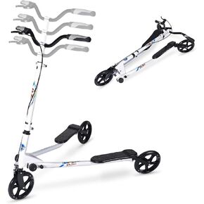 3 Wheel Foldable Scooter Swing Scooter Tri Slider Kick Wiggle Scooters Push Drifting with Adjustable Handle for Boys/Girl/Adult Age 8 Years Old and Up