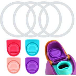 4pcs Water Bottle Seal Circle & 4pcs Replacement Stopper for Owala FreeSip, Silicone O Lid Gasket Ring Top Parts for Free Sip 16oz 19oz 24oz 32oz 40oz, Cap Mouth Plug Accessories, BPA-Free (Colorful)