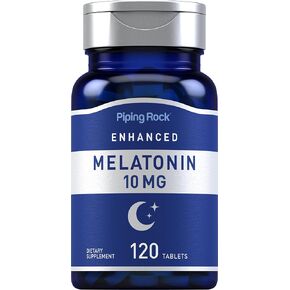 Piping Rock Melatonin 10mg | 120 Tablets | with L-Theanine | Adult Sleep Supplement | Extra Strength Formula | Vegetarian, Non-GMO, Gluten Free