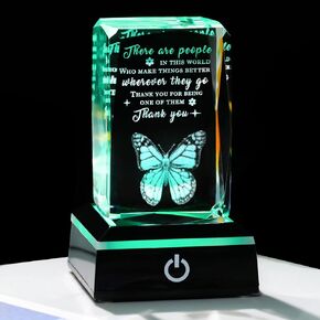 Movdyka Thank You Gifts for Women 3D Crystal Keepsake with Led Colorful Base Inspirational Thank You Gifts for Coworkers Teachers Friends Family Appreciation Gifts Office Desk Decor