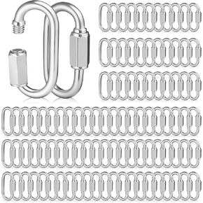 Zonon 100 Pcs Quick Chain Link Heavy Duty Quick D Shape Link Galvanized Chain Connector Link for Safety Chains Hammock Gym Outdoor Traveling Equipment