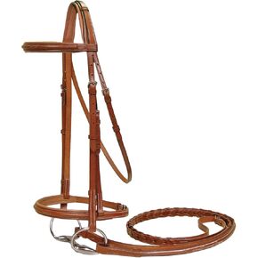 Paris Tack Padded Raised Fancy Stitched Leather English Schooling Bridle with Laced Reins