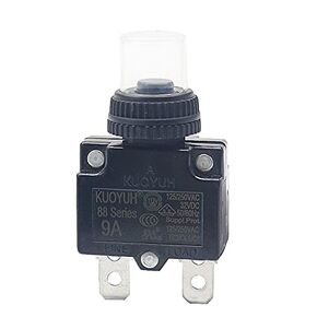 USA 9 Amp 88 Series Quick Connect Terminals Push-to-Reset Thermal Circuit Breaker with Transparent Waterproof Button Dust Cover (1 Pack)