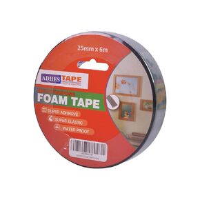 ADHES Double Sided Foam Tape, 1 Inch X 19.7 Feet Strong Double Sided Tape Heavy Duty, Waterproof Foam Insulation Tape for Crafts, Gap Filling Mountings, Home and Office Decoration, Black