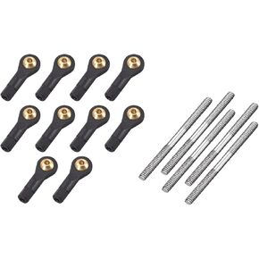 MECCANIXITY 5pcs M2x25mm Push Rod Connector Stainless Steel Rod Linkage, 10pcs M2 2.0xL19mm Lever Steering Linkage Tie Rod End Ball Head End for RC Helicopter