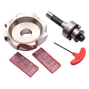 R8 FMB40 7/16-20 Shank Face End Mill Arbor and 6.3"/160mm Cutting Diameter 8 Flute 400R 160-40-8T CNC Face End Milling Shell Cutter with 20Pcs APMT1604 Carbide Inserts and T15 Wrench