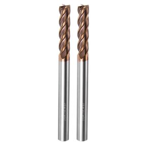 2pcs Carbide Square End Mills 6mm (15/64") Dia 6mm (15/64") Shank 75mm (3") Extra Long HRC55 TiSiN Coated Micro-Grain Tungsten Carbide 4 Flutes Milling Bit Cutter