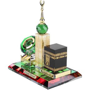Asixxsix Muslim Kaaba Clock Tower Model, Unique and Delicate Islamic Architecture Handicrafts Souvenir for Home Desktop Decor