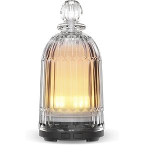 120ml Glass Essential Oil Diffuser, Ultrasonic Fragrant Mist Diffuser with 7 Color LED Lights, Auto Shut-Off for Bedroom Office Yoga Gift(Black Bottom)
