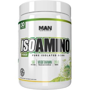 MAN Sports ISO Amino Pure Isolated BCAA Powder 270 grams - Mountain Mist - Vegetarian Formula 2:1:1 Ratio - Natural Ingredients - No Fillers, No Artificial Colors - Lean Muscle Building Supplement