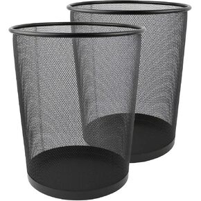 Metal Wire Mesh Waste Basket Garbage Trash Can for Office Home Bedroom Height 10.1" Width 10", 4 Gallon (16 Quart) (2, Silver)
