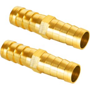 5/8"(16mm) Barb Splicer Mender Hose Brass Barb Fitting, for Water/Fuel/Air, 5 PCS