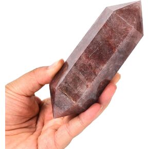 AMOYSTONE Large Healing Crystal Wands Hexagonal Double Pointed Crystal Wand Polished Tumbled Stone Meditation Therapy Tourmaline 5.5"