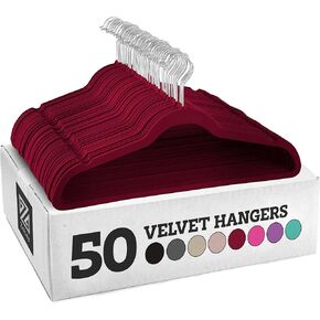 Zober Velvet Hangers 50 Pack - Heavy Duty Black Hangers for Coats, Pants & Dress Clothes - Non Slip Clothes Hanger Set - Space Saving Felt Hangers for Clothing in Saudi Arabia