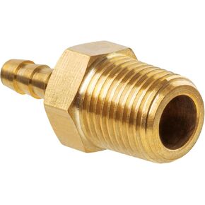 JUWO 1/8" Barb x 1/4" NPT Male Pipe, Brass Hose Barb Fitting for Air, Gas, Fuel, Oil (1-Pack)