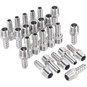 LTWFITTING Bar Production Stainless Steel 316 Barb Fitting Coupler/Connector 5/16" Hose ID x 1/4" Male NPT Air Fuel Water (Pack of 25)
