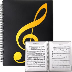 Sheet Music Folder, 60 Pages Sheet Music Binder, Writable Spiral Choir Folder - Fits Letter Size 8.5 x 11.5 Inch / A4 - Music File Document Storage Folder for Band, Choirs, Musician, Performer