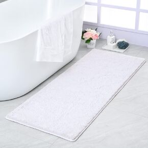 Noahas 24''x60'' Grey Long Bathroom Rugs Runner,Absorbent Bath Mats for Bathroom Non-Slip,Washable Carpet,Soft Plush Chenille Shower Mats for Bathroom,Shaggy Durable Bath Rugs with Rubber Backing