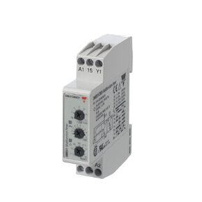 CARLO GAVAZZI DMB51CM24 Mini Multi Function Timer, Slim 17.5 mm Width, Seven Timing Functions, Adjustable Timer Setting, 0.1 Seconds to 100 Hours with Six Sub- Ranges, 24-240 VAC/DC, SPDT 5 amp Contact Output, Diagnostic LEDs, 2.6 oz. Size, 24 mm Height x