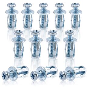 Keadic 24Pcs M4 X 20 Molly Jack Nuts with Screws Steel Petal Nuts Large Flange Short Jacknut Expansion Nut Flat Head Threaded Insert Nut for Hollow Wall Iron Skin Plastic Wood Metal Ceramics