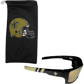Siskiyou NFL Sports Fan Shop New Orleans Saints Edge Wrap Sunglass and Bag Set, One Size, Team Color