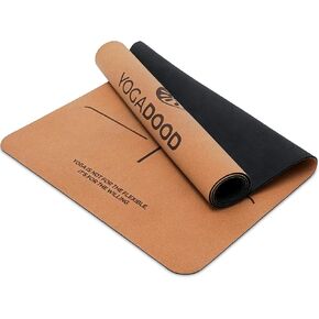 Premium Thick Cork Yoga Mat - Extra Long & Wide - 72" x 26" x 5mm - Non-Slip, Sweat-Resistant with Pose Alignment Lines for Bikram, Hot Yoga, & Workouts - by Yoga Dood