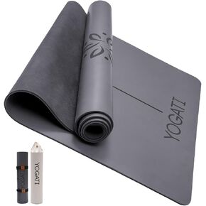 Yoga Mat with Yoga Bag and Carry Strap. Non-Slip Rubber Yoga Mat for women and men with Alignment marks. Perfect hot yoga Mat for home workout. Ideal Exercise Mat for Gym, Pilates, and Fitness