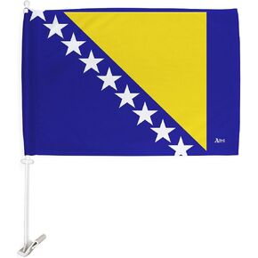 Bosnian and Herzegovinian Car Flag Bandera Para Carros Bosnia Herzegovina Decor For Window Clip Mount Auto Accessories Sport Fan Gifts League Olympics Party Supplies Patriotic Decorations Made in USA