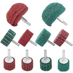 10Pc Non Woven Abrasive Buffing Pads Wheels Drill Attachment Set, Scouring Pads Wheel with 1/4" Shank, Rotary Buffer Tool Accessories for Polishing Mirror Stainless Steel Copper Aluminum