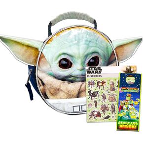 Mandalorian Baby Yoda Lunch Box for Boys Girls Kids Bundle ~ Premium Insulated Star Wars Lunch Bag with Stickers (Star Wars School Supplies)