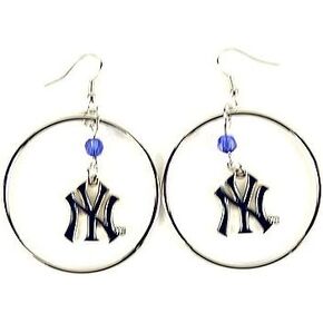 aminco MLB womens MLB Crystal Bead Hoop Earrings