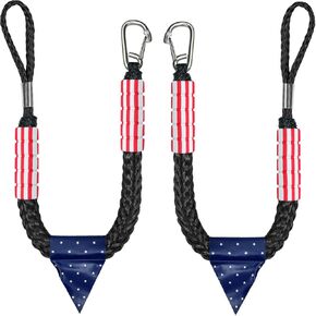 2PCS Bungee Boat Dock Lines for Boats 4Feet Boat Accessories Mooring Ropes Docking Line for Jet Ski or PWC or Other Boats (Black&Red&Blue, 4Feet)
