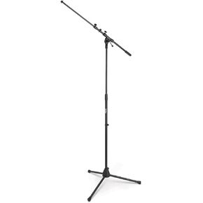 On-Stage MS7701TB Telescoping Euro Boom Mic Stand (Setup for Vocal and Instrument Microphones, Adjustable Height, Angle, and Length, Portable, Folding, Tripod Base, 5/8″-27 Threading, Steel, Black)