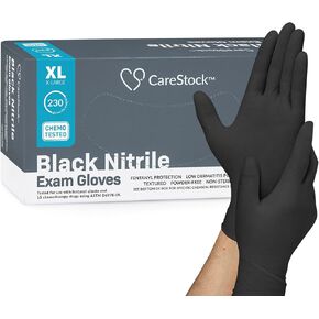 Black Nitrile Exam Gloves - Ultra-Strong with Slip-Resistant Textured Grip, Disposable Powder-Free Medical Gloves for Cooking & Healthcare - Small, 250 Count, 1 Box