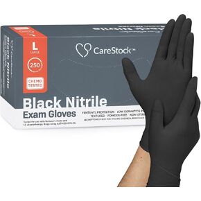 Black Nitrile Exam Gloves - Ultra-Strong with Slip-Resistant Textured Grip, Disposable Powder-Free Medical Gloves for Cooking & Healthcare - Small, 250 Count, 1 Box in Saudi Arabia