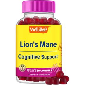 Lions Mane Gummies for Adults (2,000mg) | Lions Mane Supplement Memory and Focuse Support | Gluten Free, Non GMO | Berry Flavor | Lion's Mane Gummies 60 Count