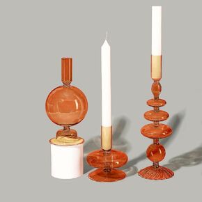 3 Packs Glass Taper Candle Holders, Glass Candlestick Holders, Taper Candle Holders, Candlesticks Holders Made of Glass for Dinner Party Home Centerpiece Thanksgiving Table (Green)