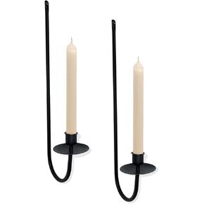 Wall Candle Holder, 2 Packs Modern Candle Sconces Wall Mount Metal Holders Hanging Candle Pillar Holder for Living Room, Wedding, Farmhouse, Fireplace, Matte Black