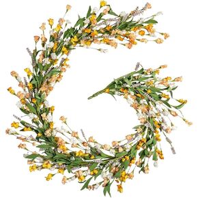RECUTMS 5.4FT Artificial Flower Garland Spring Summer Floral Garland for Mantle All Year Round for Home Office Wall Shelf Porch Garden Wedding Backdrop Decor (Red Orange Purple)