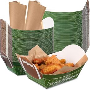 200 Pcs Football Py Supplies 5 lb Paper Food Trays Serving Boats with Grease Resistant Liner Papers Waxed Deli Sheets for Birthday Sport Game Favors Decorations