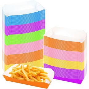 120 Pcs Paper Food Boats 2 LB Hot Dog Trays Waterproof Heavy-Duty Paper Food Boats Disposable Serving Trays Multicolor Nacho Boats for Fries Sandwiche Burger Hot Dog Taco BBQ Popcorn Picnic