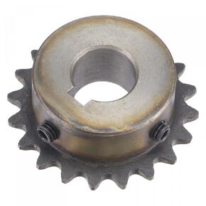 uxcell 20 Tooth Roller Sprocket B Type, 25 Chain, Single Strand 1/4" Pitch, 14mm Bore Black Oxide C45 Carbon Steel, Keyway with Set Screws for ISO 04C