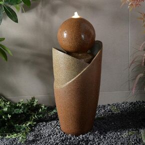 Ceramic Fountain with Lights - Brown Elegance